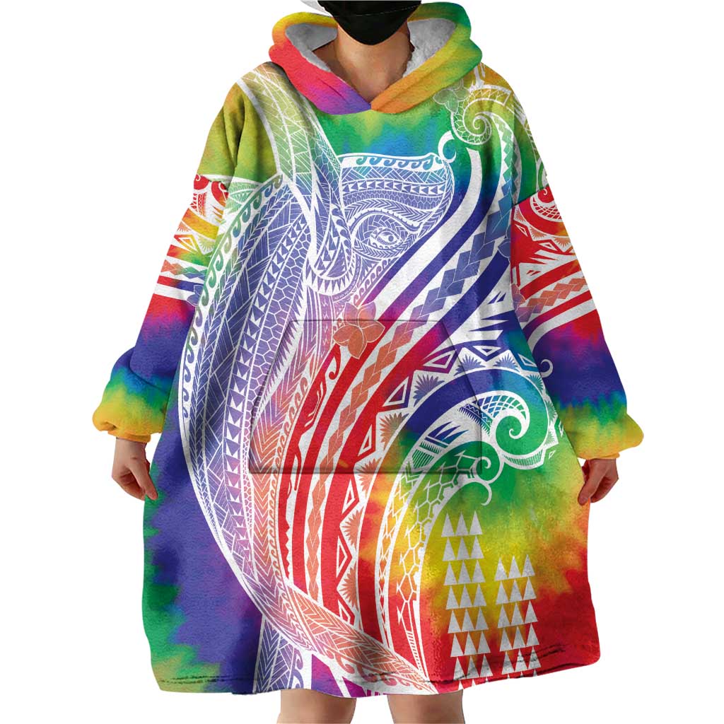 Aloha Pride Rainbow Tie Dye Wearable Blanket Hoodie Humpback Whale - Love is Love