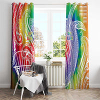 Aloha Pride Rainbow Tie Dye Window Curtain Humpback Whale - Love is Love