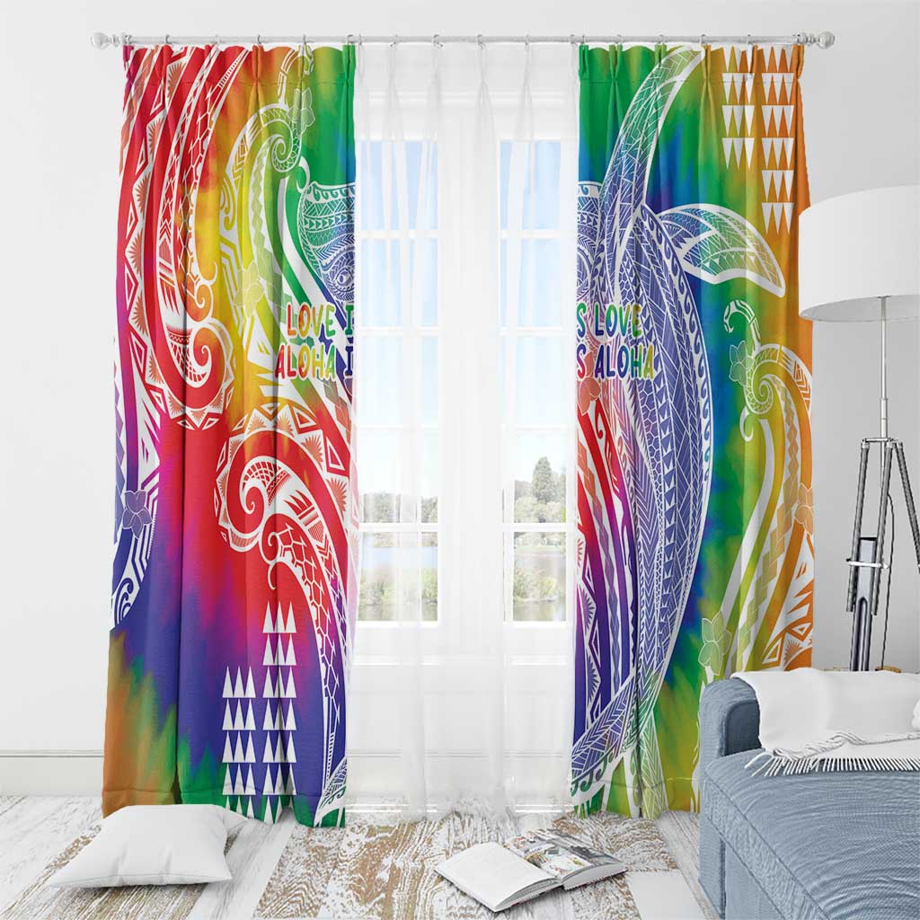 Aloha Pride Rainbow Tie Dye Window Curtain Humpback Whale - Love is Love