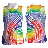 Aloha Pride Rainbow Tie Dye Women Sleeveless Polo Shirt Humpback Whale - Love is Love LT7 - Polynesian Pride