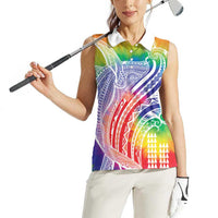Aloha Pride Rainbow Tie Dye Women Sleeveless Polo Shirt Humpback Whale - Love is Love LT7 - Polynesian Pride