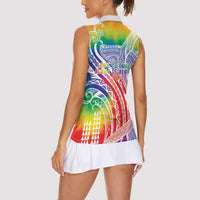 Aloha Pride Rainbow Tie Dye Women Sleeveless Polo Shirt Humpback Whale - Love is Love LT7 - Polynesian Pride