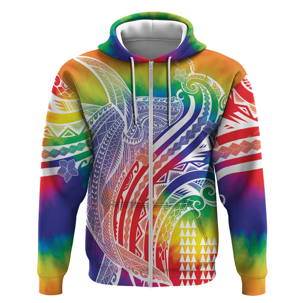 Aloha Pride Rainbow Tie Dye Zip Hoodie Humpback Whale - Love is Love