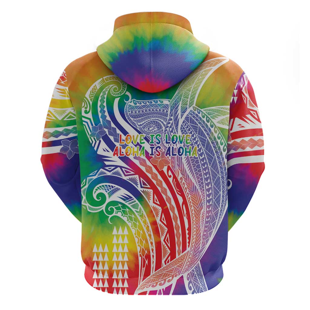 Aloha Pride Rainbow Tie Dye Zip Hoodie Humpback Whale - Love is Love