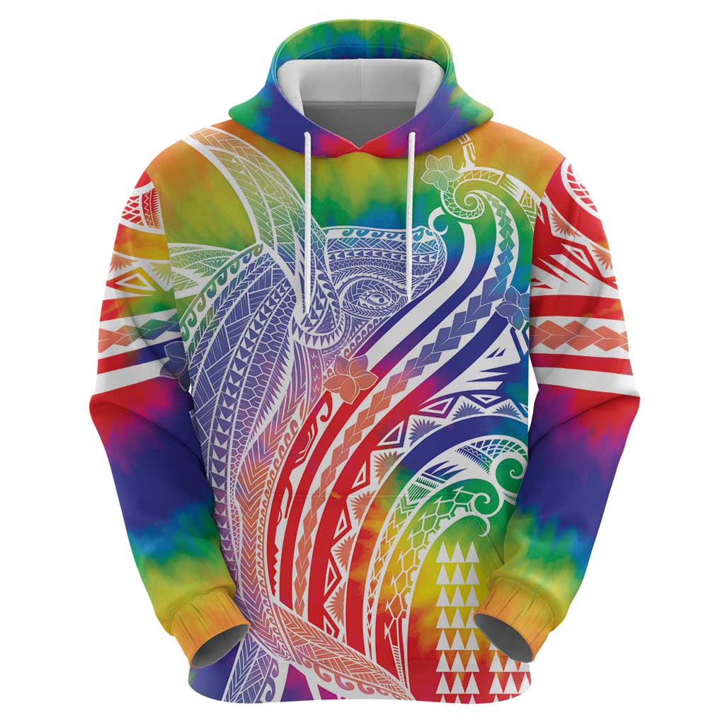 Aloha Pride Rainbow Tie Dye Zip Hoodie Humpback Whale - Love is Love