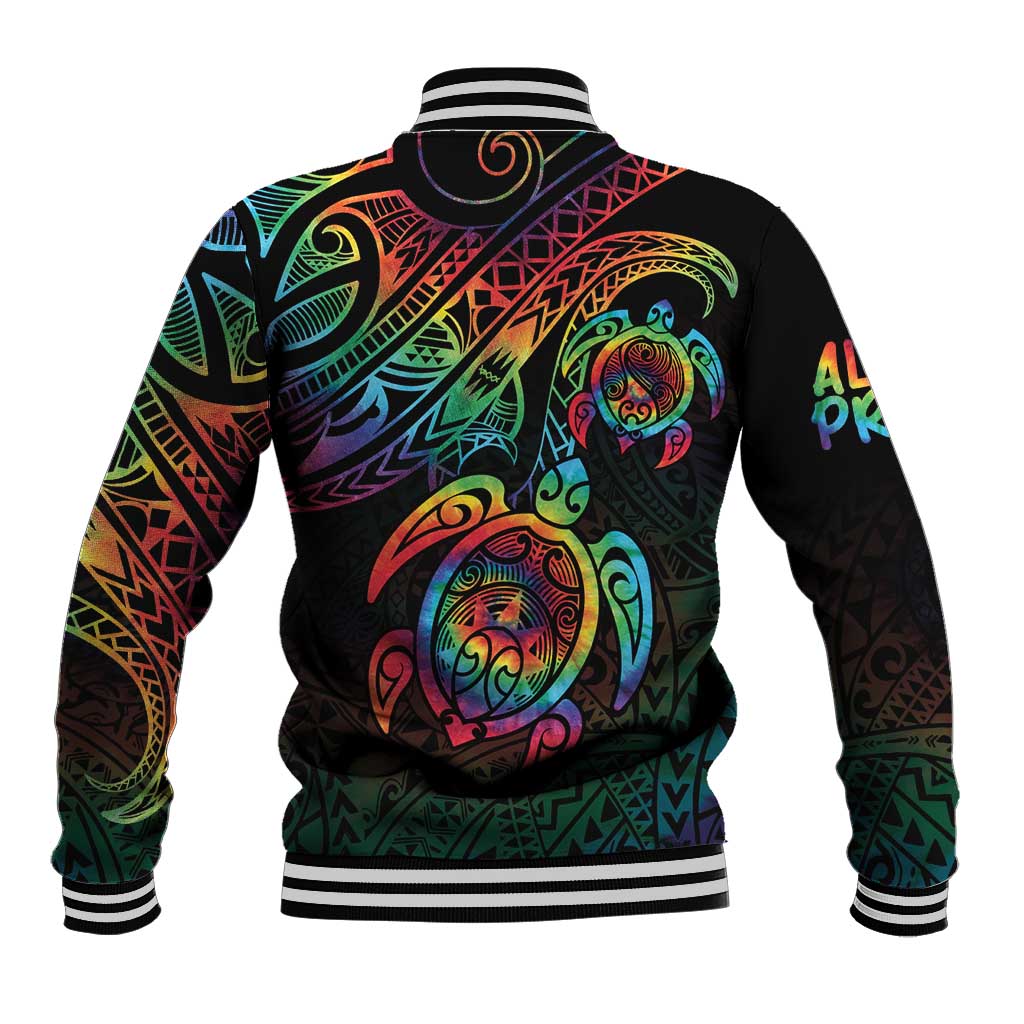 Hawaii Pride Baseball Jacket Rainbow Swirls