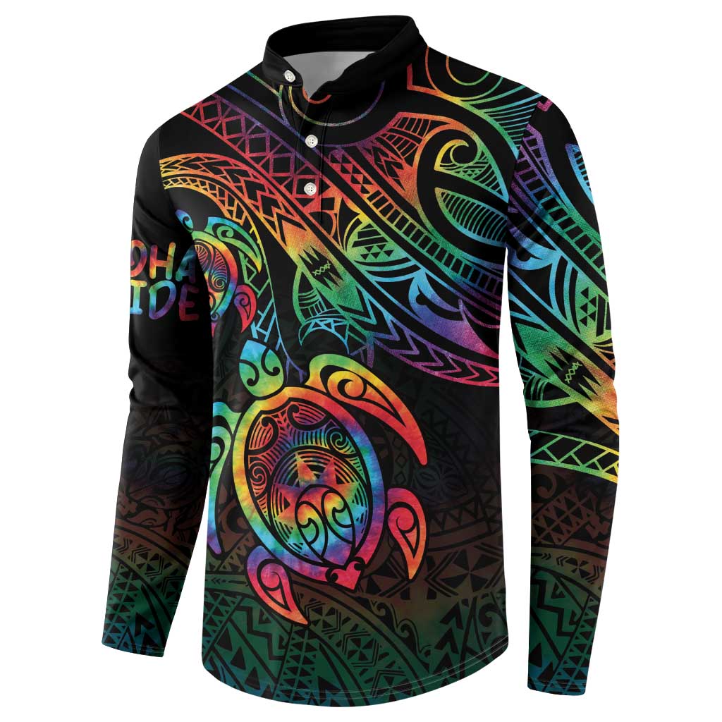 Hawaii Pride Button Sweatshirt Rainbow Swirls