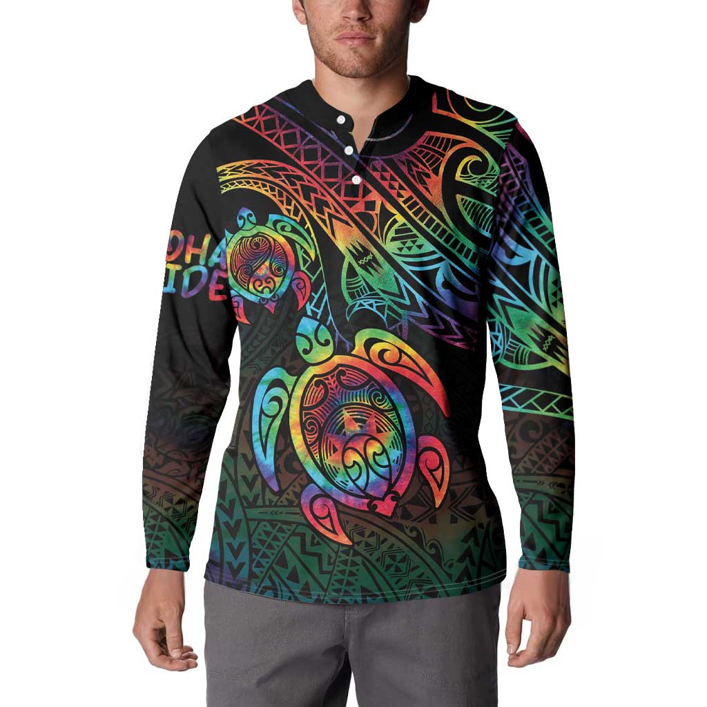 Hawaii Pride Button Sweatshirt Rainbow Swirls