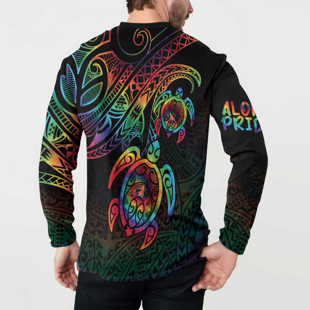 Hawaii Pride Button Sweatshirt Rainbow Swirls