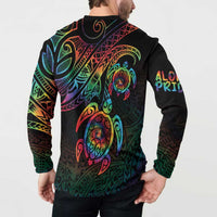 Hawaii Pride Button Sweatshirt Rainbow Swirls