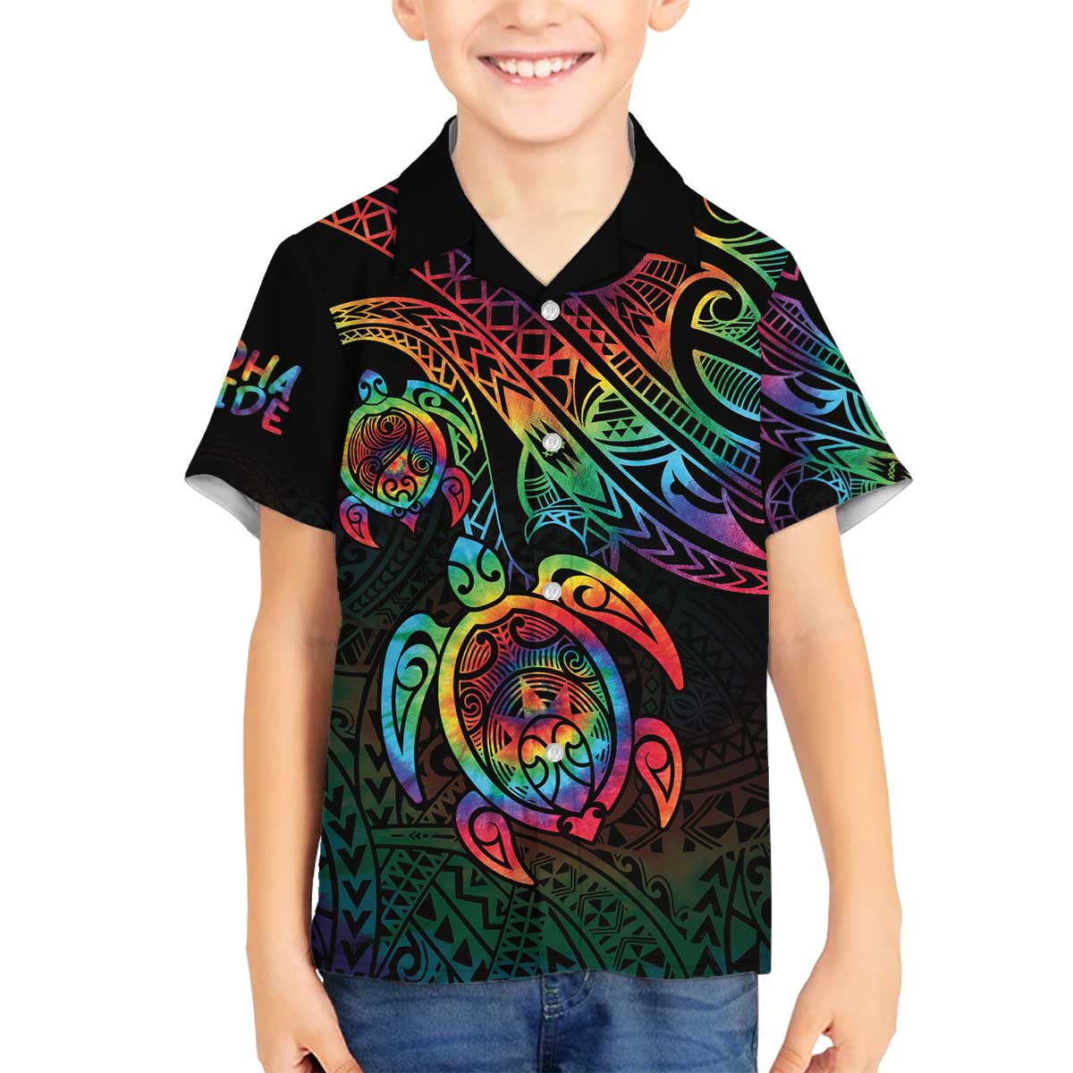 Hawaii Pride Family Matching Off The Shoulder Long Sleeve Dress and Hawaiian Shirt Rainbow Swirls