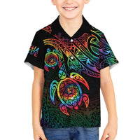 Hawaii Pride Family Matching Off The Shoulder Long Sleeve Dress and Hawaiian Shirt Rainbow Swirls