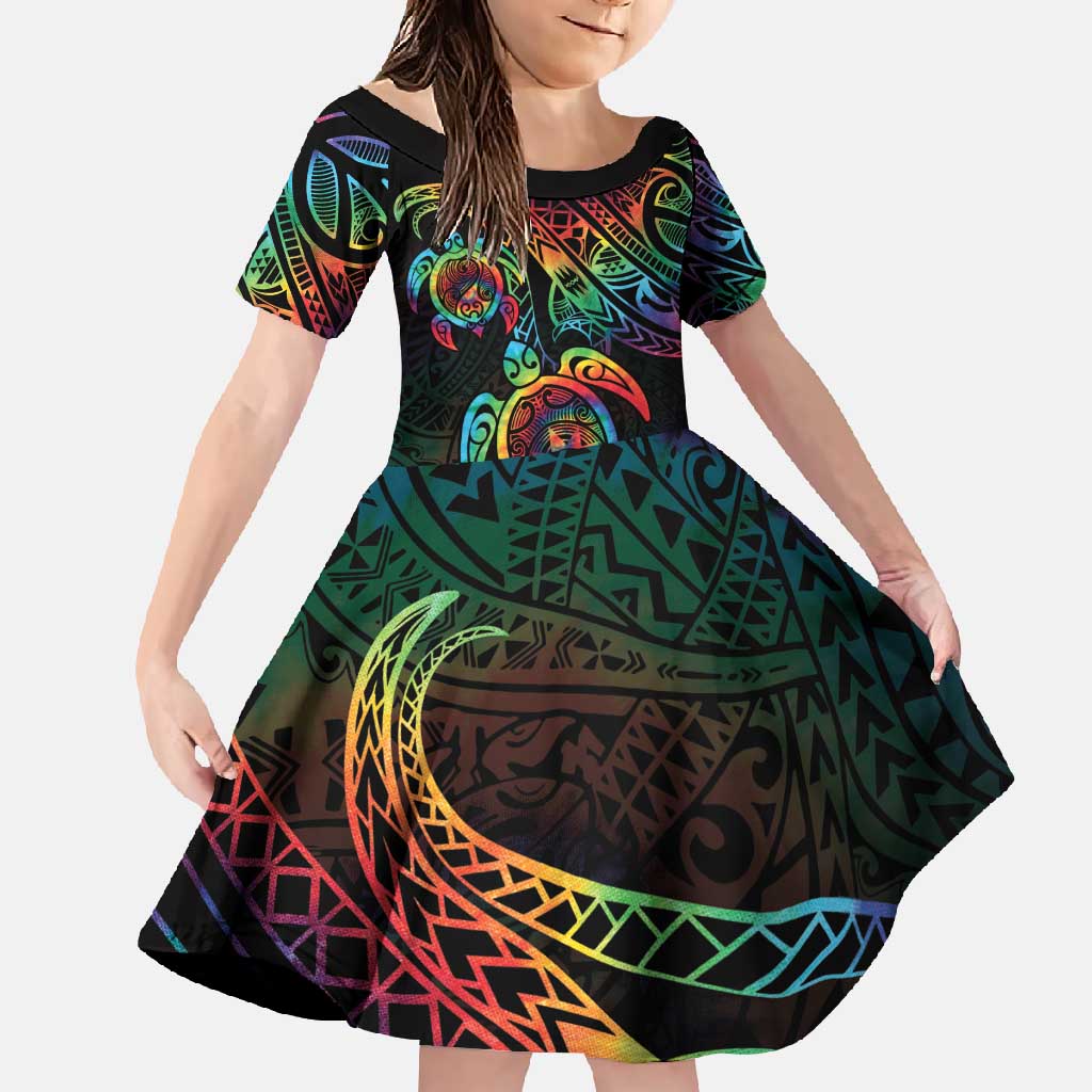 Hawaii Pride Family Matching Off Shoulder Maxi Dress and Hawaiian Shirt Rainbow Swirls