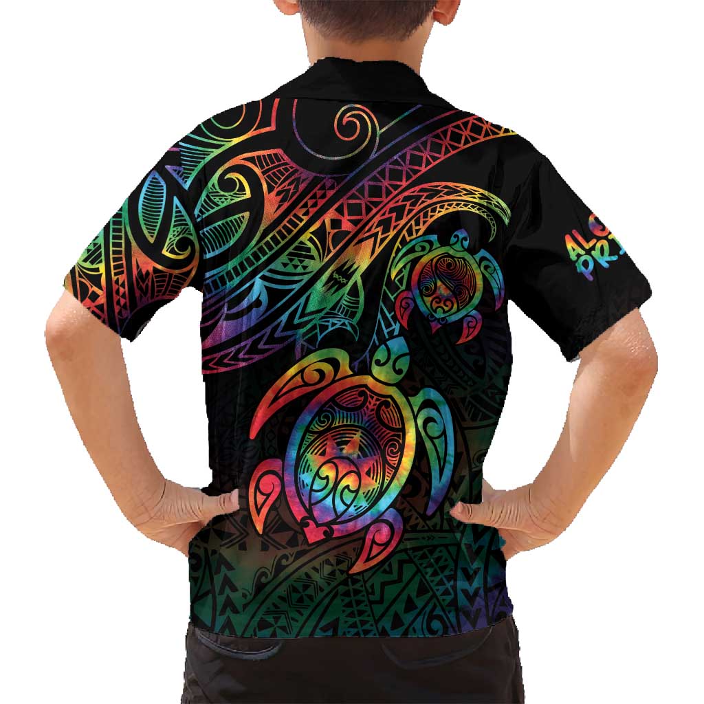 Hawaii Pride Family Matching Puletasi and Hawaiian Shirt Rainbow Swirls