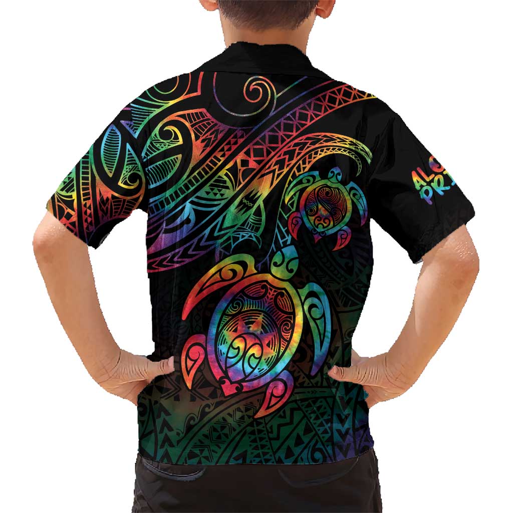 Hawaii Pride Kid Hawaiian Shirt Rainbow Swirls LT7 - Polynesian Pride