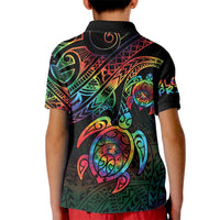 Hawaii Pride Kid Polo Shirt Rainbow Swirls