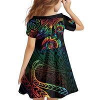 Hawaii Pride Kid Short Sleeve Dress Rainbow Swirls
