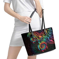 Hawaii Pride Leather Tote Bag Rainbow Swirls LT7 - Polynesian Pride