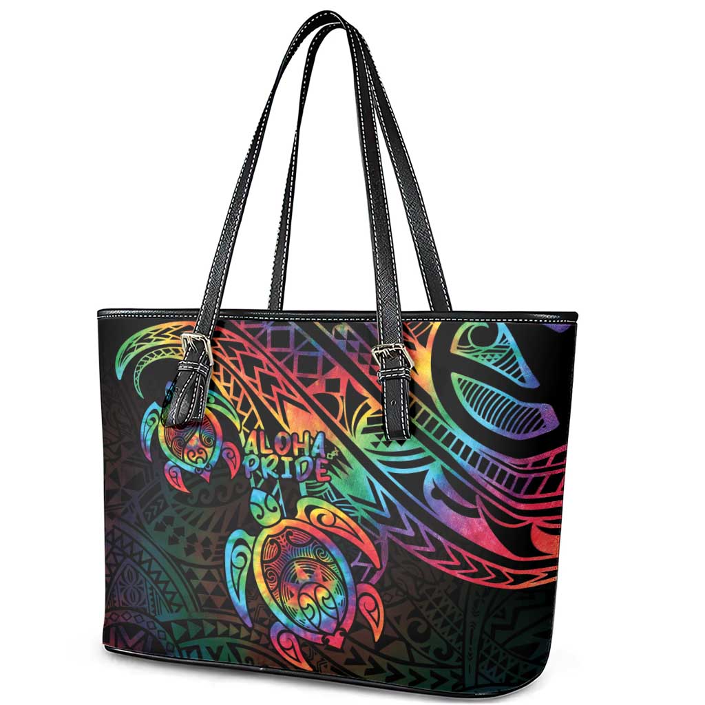 Hawaii Pride Leather Tote Bag Rainbow Swirls LT7 - Polynesian Pride