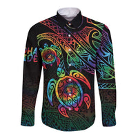 Hawaii Pride Long Sleeve Button Shirt Rainbow Swirls
