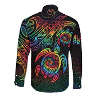 Hawaii Pride Long Sleeve Button Shirt Rainbow Swirls