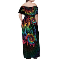 Hawaii Pride Off Shoulder Maxi Dress Rainbow Swirls