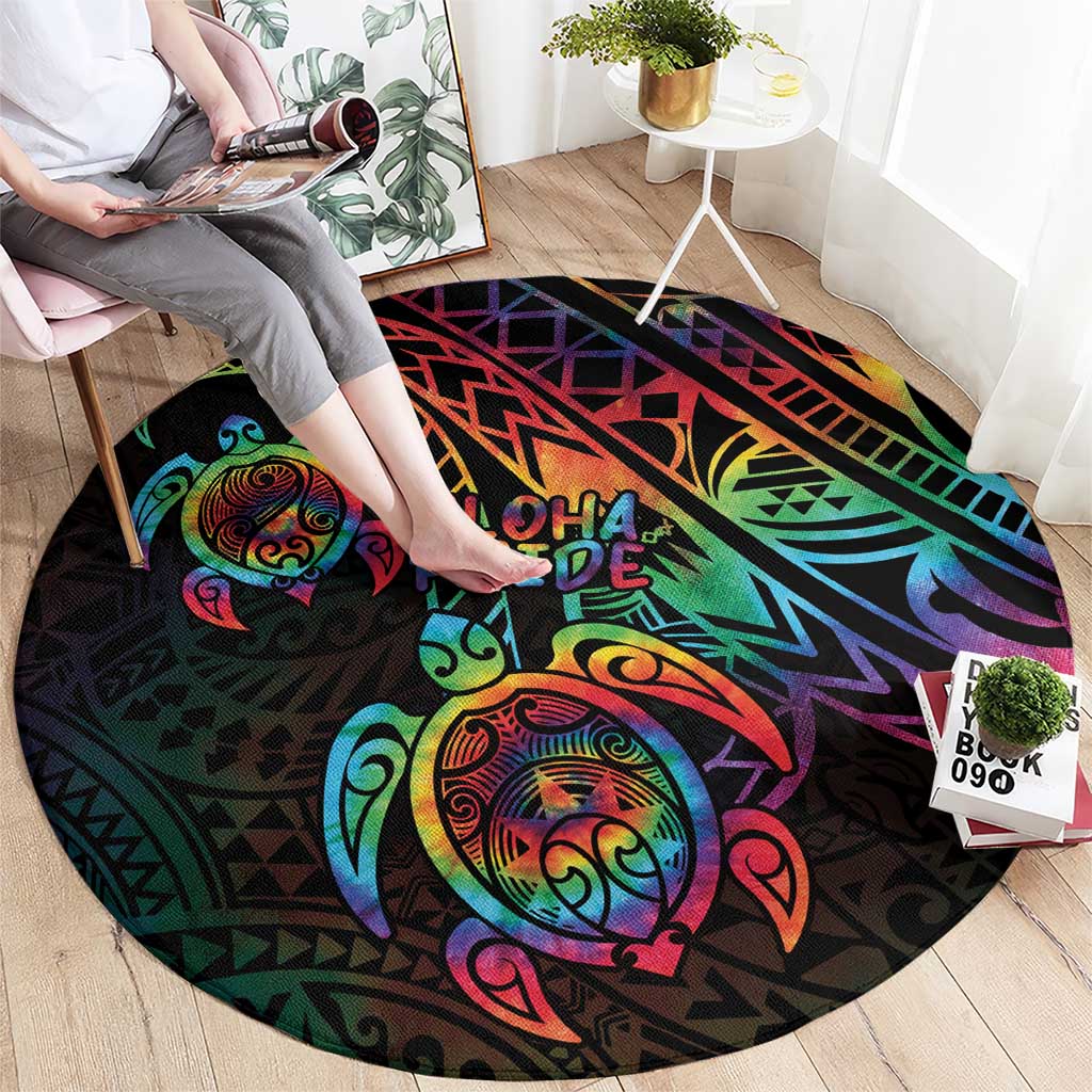 Hawaii Pride Round Carpet Rainbow Swirls