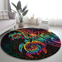 Hawaii Pride Round Carpet Rainbow Swirls