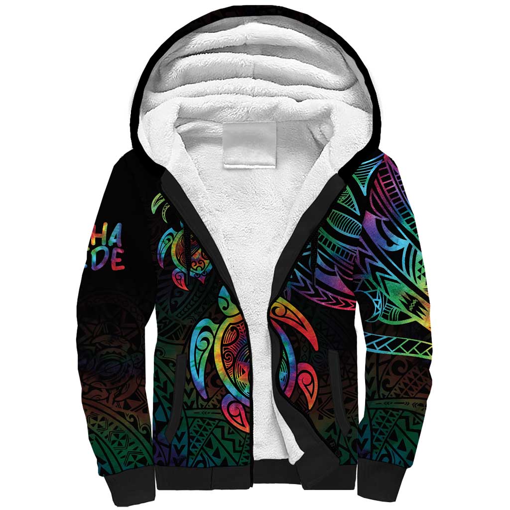 Hawaii Pride Sherpa Hoodie Rainbow Swirls