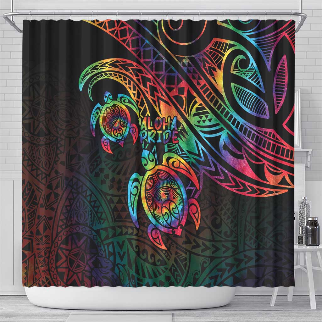 Hawaii Pride Shower Curtain Rainbow Swirls