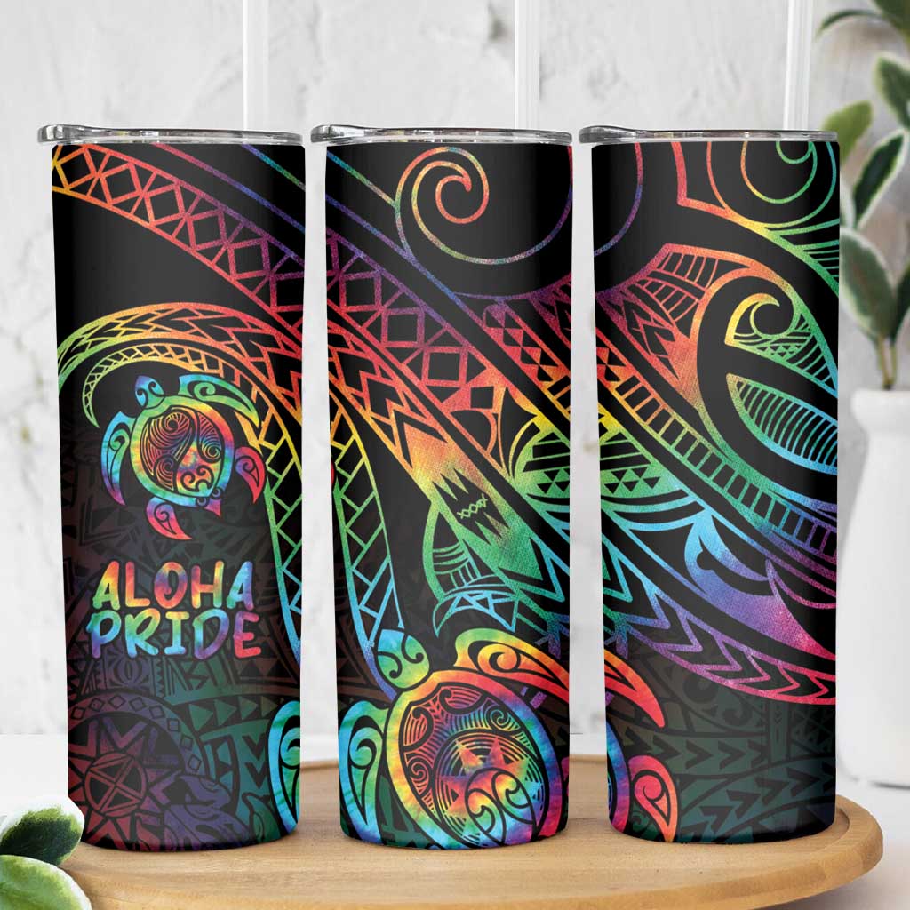Hawaii Pride Skinny Tumbler Rainbow Swirls