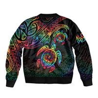 Hawaii Pride Sleeve Zip Bomber Jacket Rainbow Swirls LT7 - Polynesian Pride