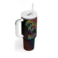 Hawaii Pride Tumbler With Handle Rainbow Swirls