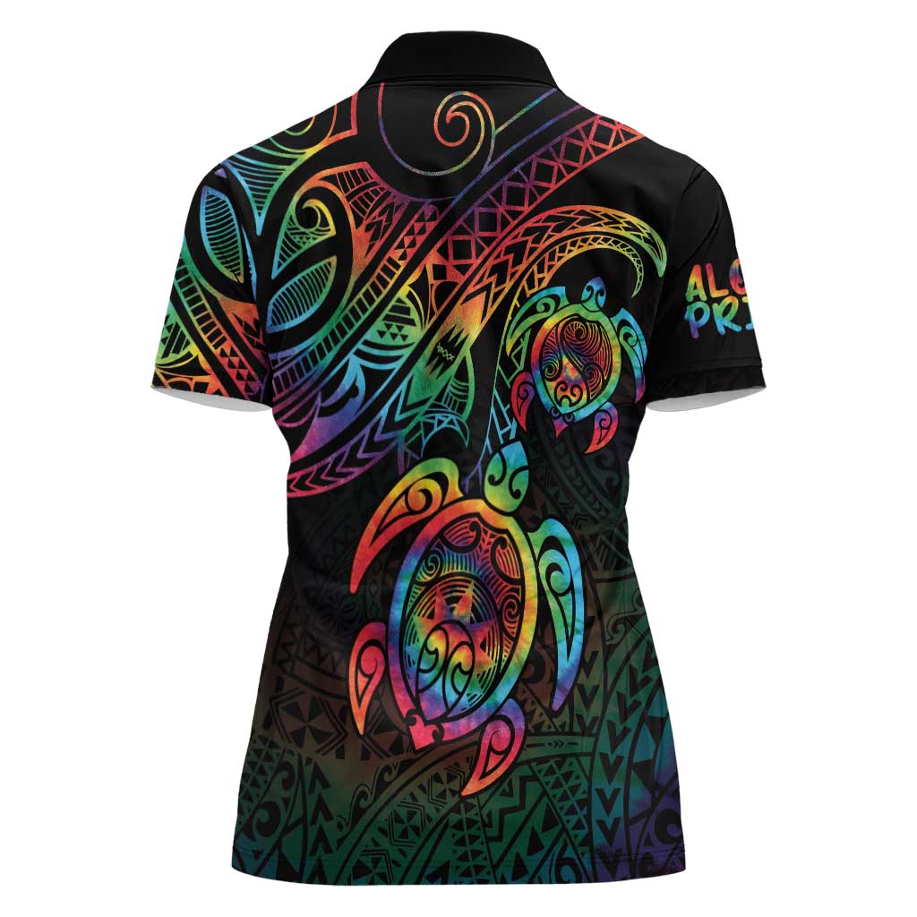 Hawaii Pride Women Polo Shirt Rainbow Swirls