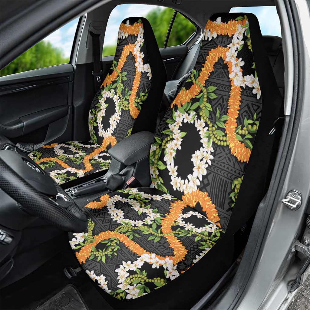 Aloha Festive Hawaii Car Seat Cover Mokihana - Maile and Ilima on Black - Polynesian Pride