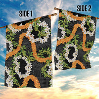 Aloha Festive Hawaii Garden Flag Mokihana - Maile and Ilima on Black - Polynesian Pride