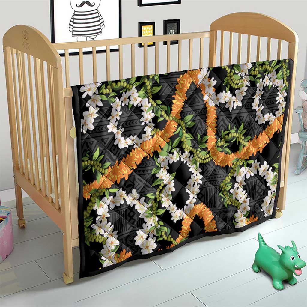 Aloha Festive Hawaii Quilt Mokihana - Maile and Ilima on Black - Polynesian Pride