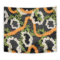 Aloha Festive Hawaii Tapestry Mokihana - Maile and Ilima on Black - Polynesian Pride