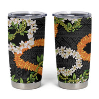 Aloha Festive Hawaii Tumbler Cup Mokihana - Maile and Ilima on Black - Polynesian Pride