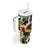 Aloha Festive Hawaii Tumbler With Handle Mokihana - Maile and Ilima on Black - Polynesian Pride
