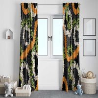 Aloha Festive Hawaii Window Curtain Mokihana - Maile and Ilima on Black LT7 - Polynesian Pride