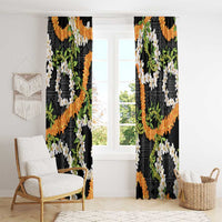 Aloha Festive Hawaii Window Curtain Mokihana - Maile and Ilima on Black LT7 - Polynesian Pride