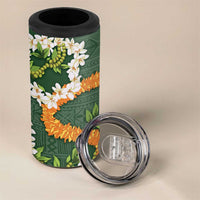 Aloha Festive Hawaii 4 in 1 Can Cooler Tumbler Mokihana - Maile and Ilima on Forest Green - Polynesian Pride