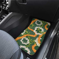 Aloha Festive Hawaii Car Mats Mokihana - Maile and Ilima on Forest Green - Polynesian Pride