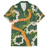 Aloha Festive Hawaii Family Matching Puletasi and Hawaiian Shirt Mokihana - Maile and Ilima on Forest Green - Polynesian Pride