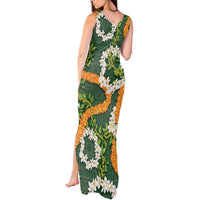 Aloha Festive Hawaii Tank Maxi Dress Mokihana - Maile and Ilima on Forest Green - Polynesian Pride