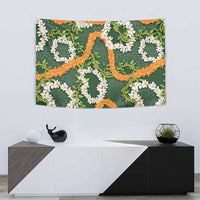 Aloha Festive Hawaii Tapestry Mokihana - Maile and Ilima on Forest Green - Polynesian Pride