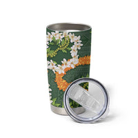 Aloha Festive Hawaii Tumbler Cup Mokihana - Maile and Ilima on Forest Green - Polynesian Pride