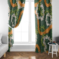 Aloha Festive Hawaii Window Curtain Mokihana - Maile and Ilima on Forest Green LT7 - Polynesian Pride