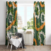 Aloha Festive Hawaii Window Curtain Mokihana - Maile and Ilima on Forest Green LT7 - Polynesian Pride